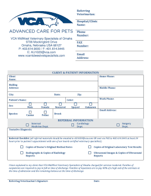 Veterinary Referral Form