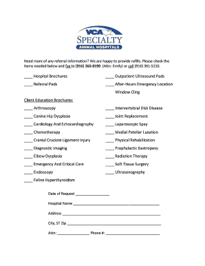 Veterinary Client Education Brochure Request Form