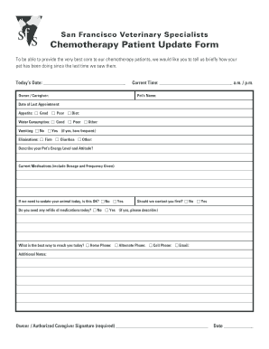 Chemotherapy Patient Update Form