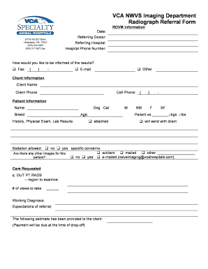 VCA NWVS Radiograph Referral Form