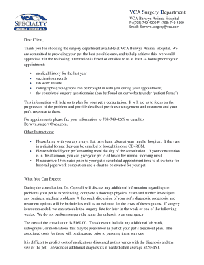 VCA Pet Surgery Referral Form