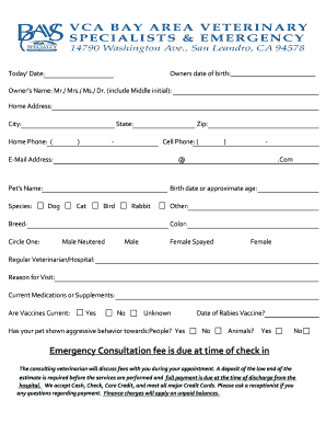 Pet Emergency Consultation Form