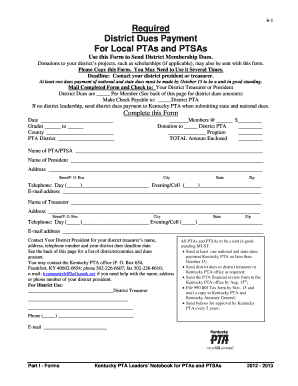 Kentucky PTA District Dues Payment Form