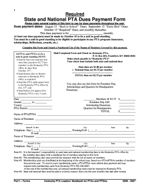 Kentucky PTA Dues Payment Form