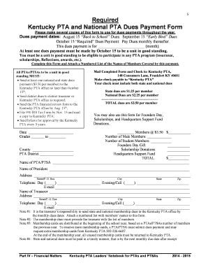 Kentucky PTA Dues Payment Form