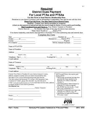Kentucky PTA District Dues Payment Form