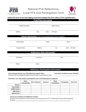 National PTA Reflections Participation Form