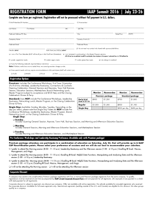 IAAP Summit 2016 Registration Form