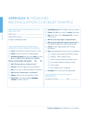 Medicines Reconciliation Checklist