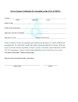 Driver License Verification Form