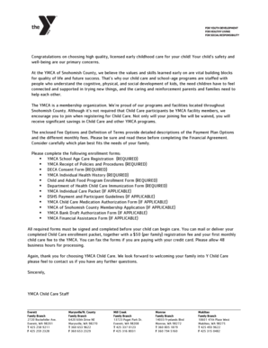 YMCA Child Care Registration Form