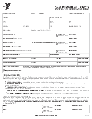 YMCA Camp Reservation and Safety Packet