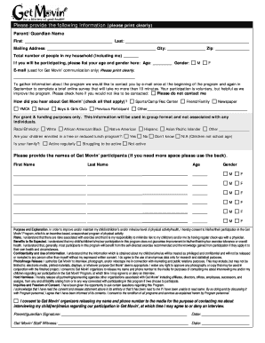 Get Movin' Program Consent Form