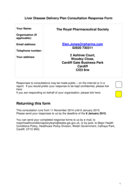 Liver Disease Delivery Plan Consultation Response Form