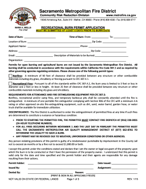 Recreational Burn Permit Application