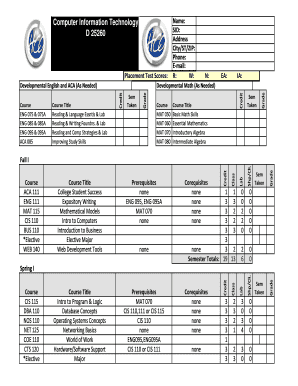 Computer Information Technology Placement Form