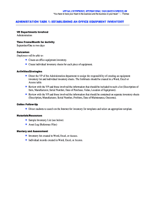 Office Equipment Inventory Form