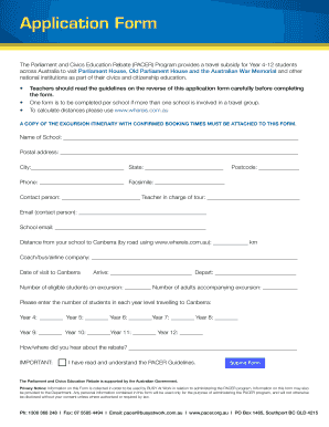 PACER Program Application Form