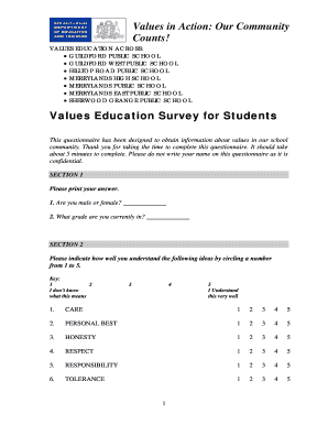 Values Education Survey for Students