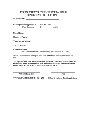 TradeFirst Event Ticket Order Form