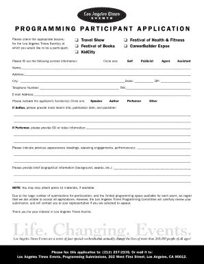 Los Angeles Times Event Participation Application