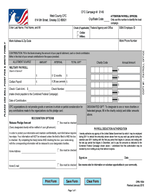 Combined Federal Campaign Pledge Card