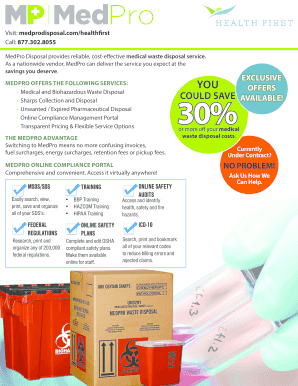 HealthFirst Medical Waste Disposal Request Form