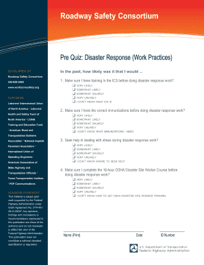 Disaster Response Work Practices Quiz