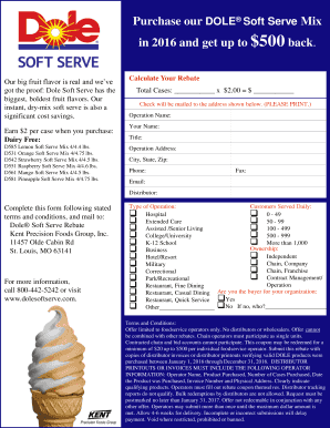 Dole Soft Serve Rebate Form