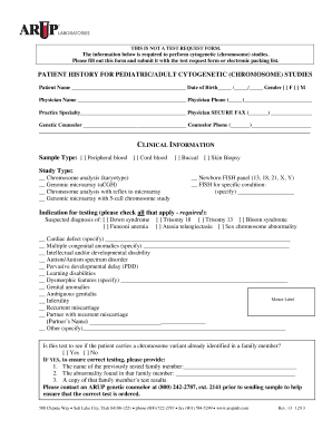 Patient History for Cytogenetic Studies Form