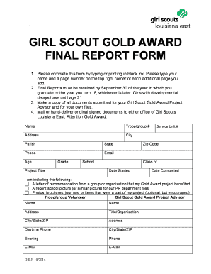 Girl Scout Gold Award Final Report Form