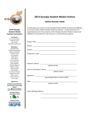 2014 Georgia Student Media Festival Media Release Form