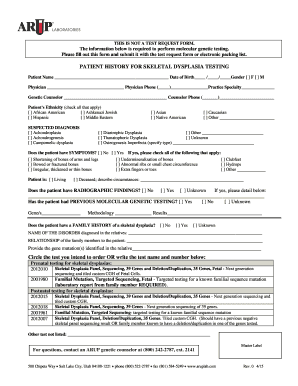 Patient History Form for Skeletal Dysplasia Testing