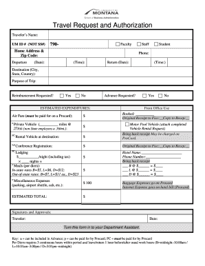 Travel Request and Authorization Form