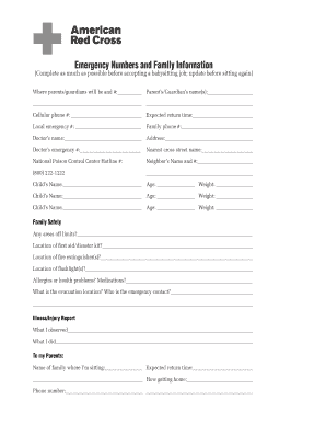 Babysitter Emergency Contact Form