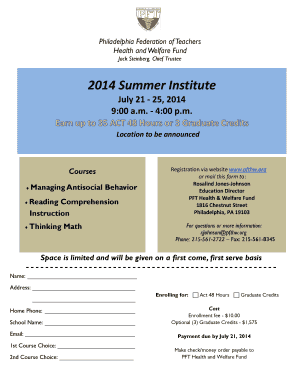 2014 Summer Institute - pftorg