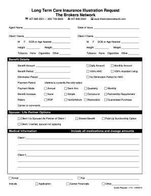 Long Term Care Insurance Illustration Request