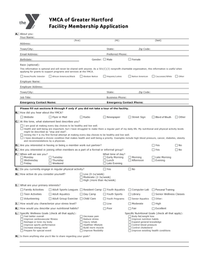 YMCA Membership Application Form