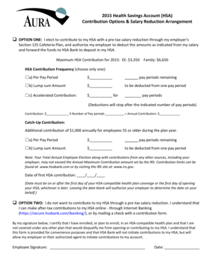 2015 HSA Contribution Form
