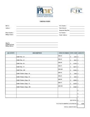 Order Form for FQHC Pins and Window Clings