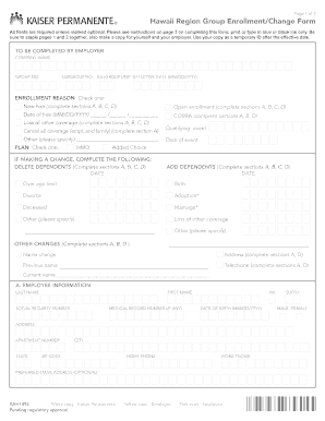 Hawaii Region Group Enrollment/Change Form