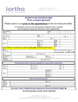 Patient Medical History Questionnaire