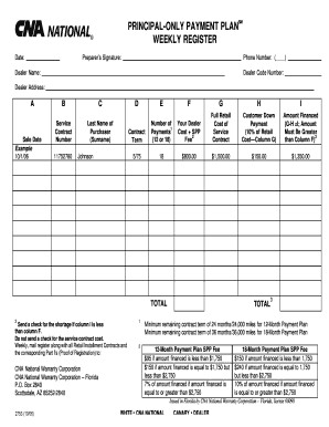 Principal-Only Payment Plans Weekly Register