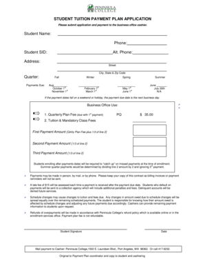 Student Tuition Payment Plan Application