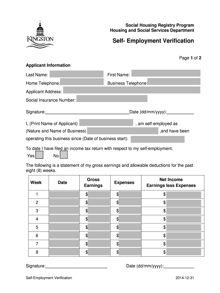Fillable Online City of Kingston Housing Social Services Social