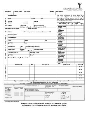 YMCA Membership Application Form
