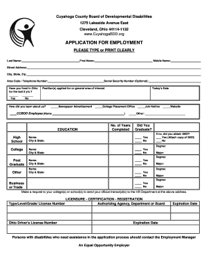 Cuyahoga County Employment Application