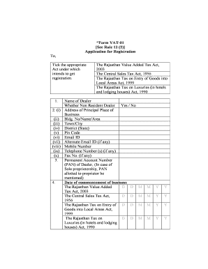Rajasthan VAT Registration Application