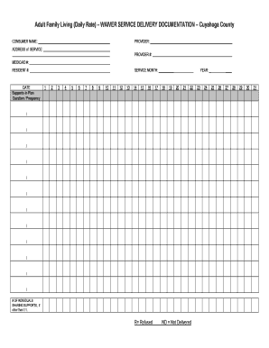 Adult Family Living Waiver Service Documentation