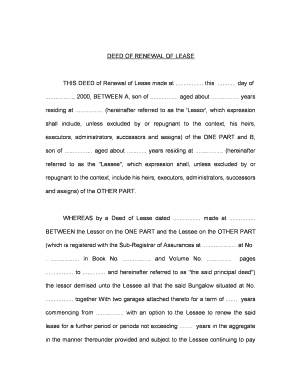 Deed of Renewal of Lease